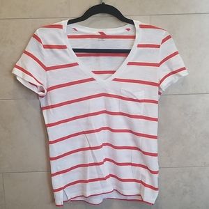 Madewell Striped V-Neck Pocket Tshirt